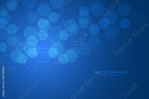 Abstract hexagonal background. Medical, scientific or technological concept. Geometric polygonal graphics. vector illustration.