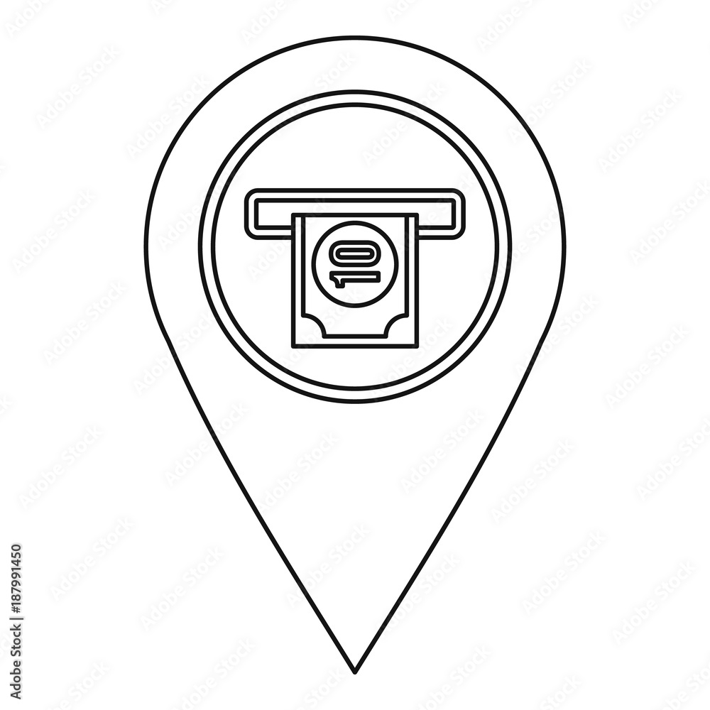 ATM machine marker icon, outline style ATM machine marker icon, outline style