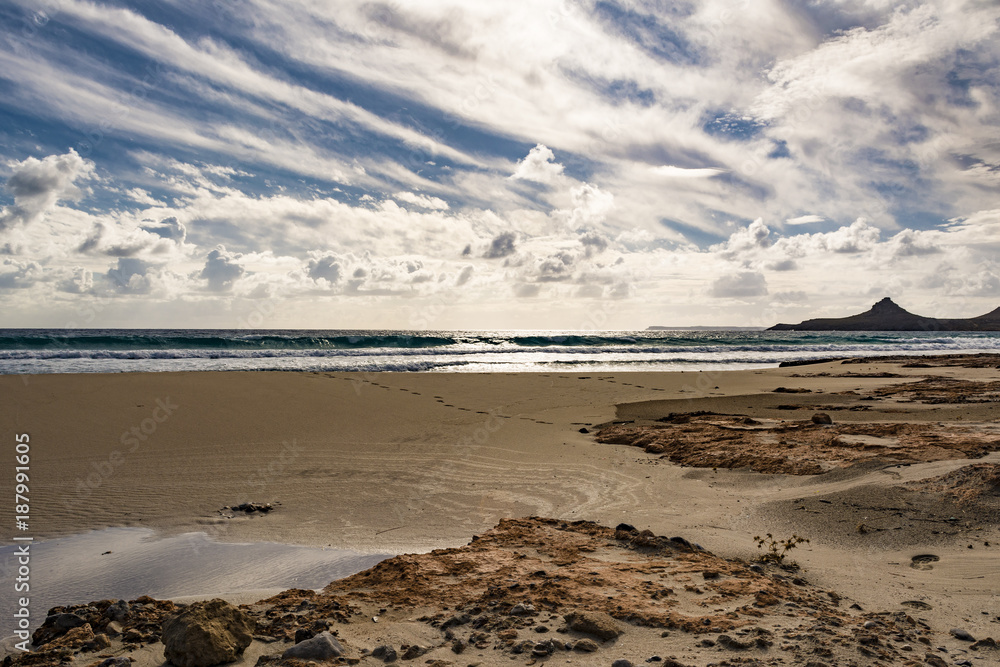 Beautiful greek seascape. East Crete. Xerokampos beaches.