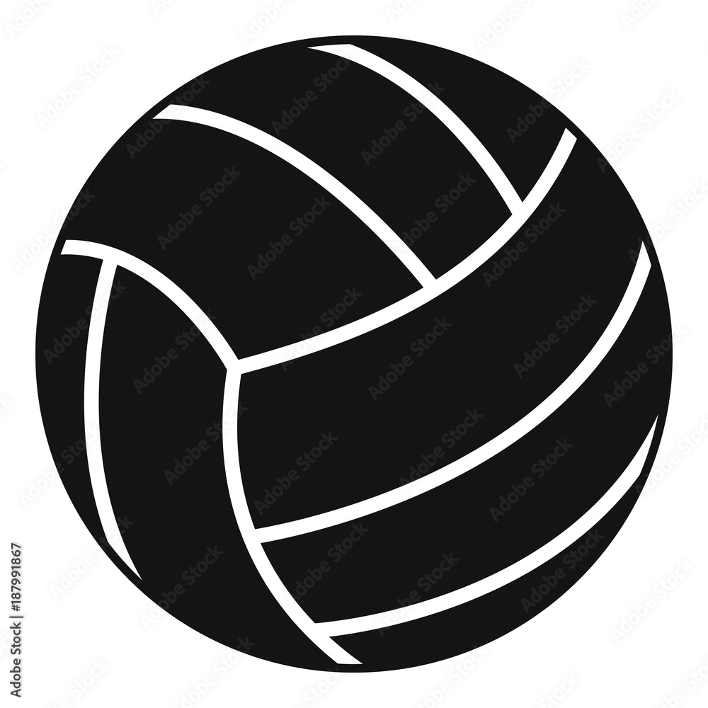 Naklejka premium Black volleyball ball icon, simple style