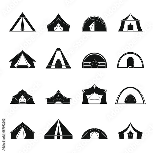 Tent forms icons set, simple style