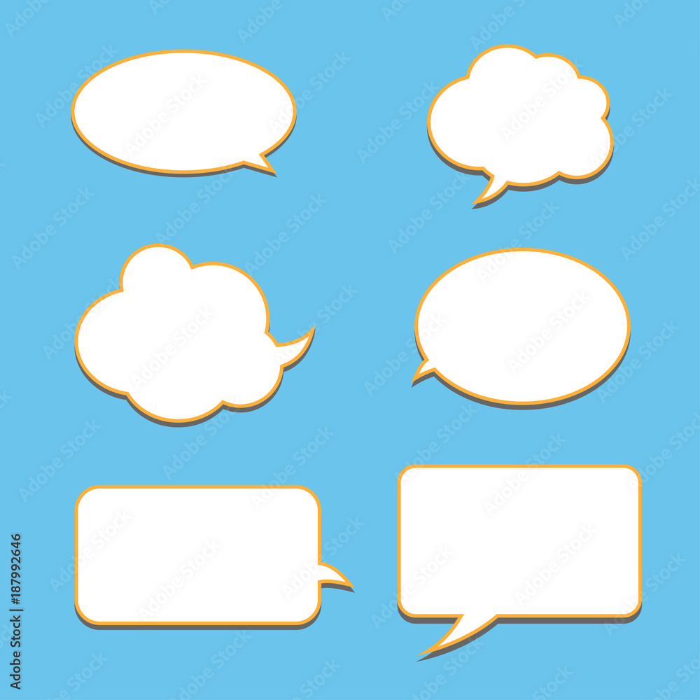 Vector set of stickers of speech bubbles. Blank empty white speech bubbles Vector set of stickers of speech bubbles. Blank empty white speech bubbles