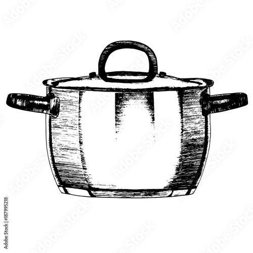 Hand drawn Metal Pot or Casserole illustration