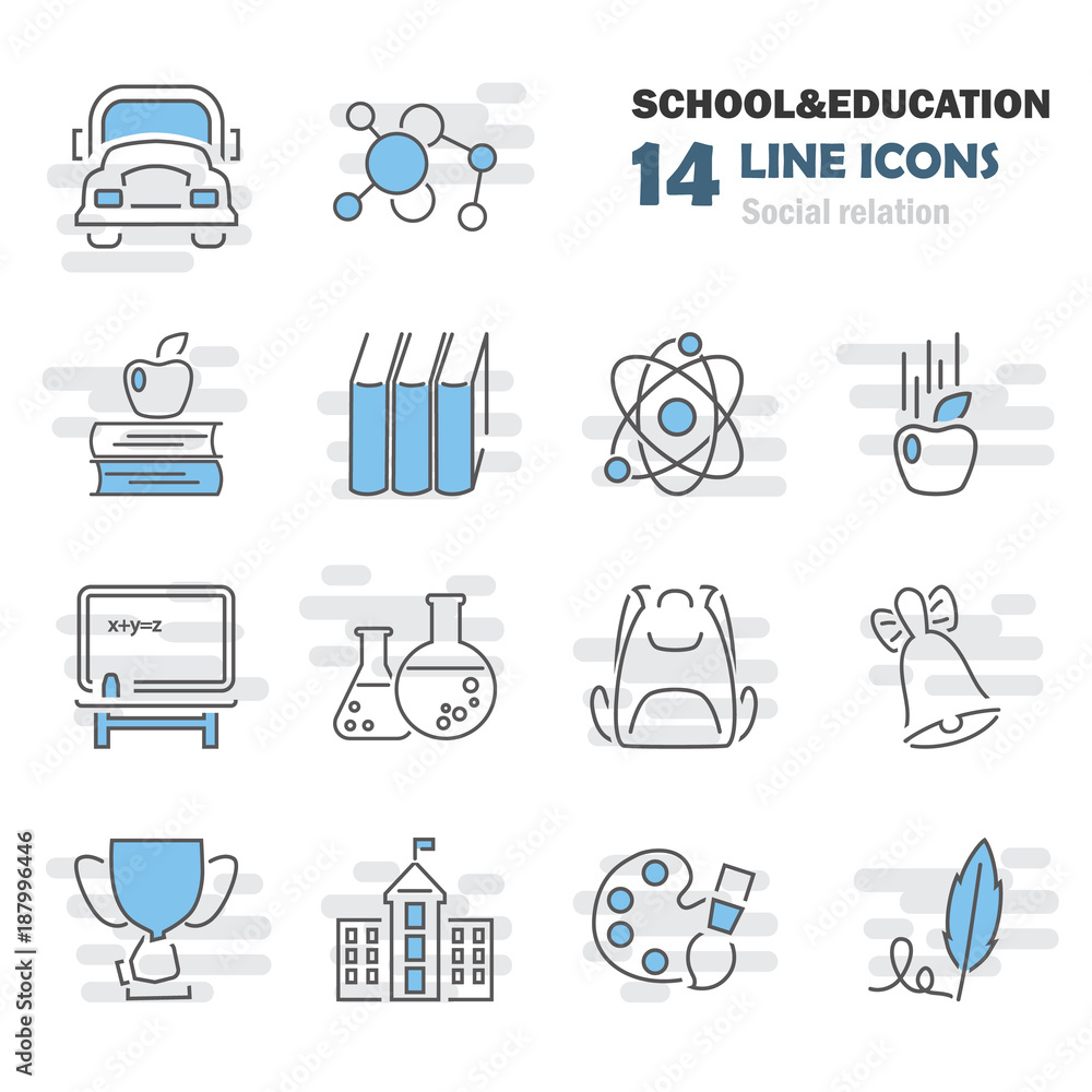 School and Education line icons set for web and mobile design School and Education line icons set for web and mobile design