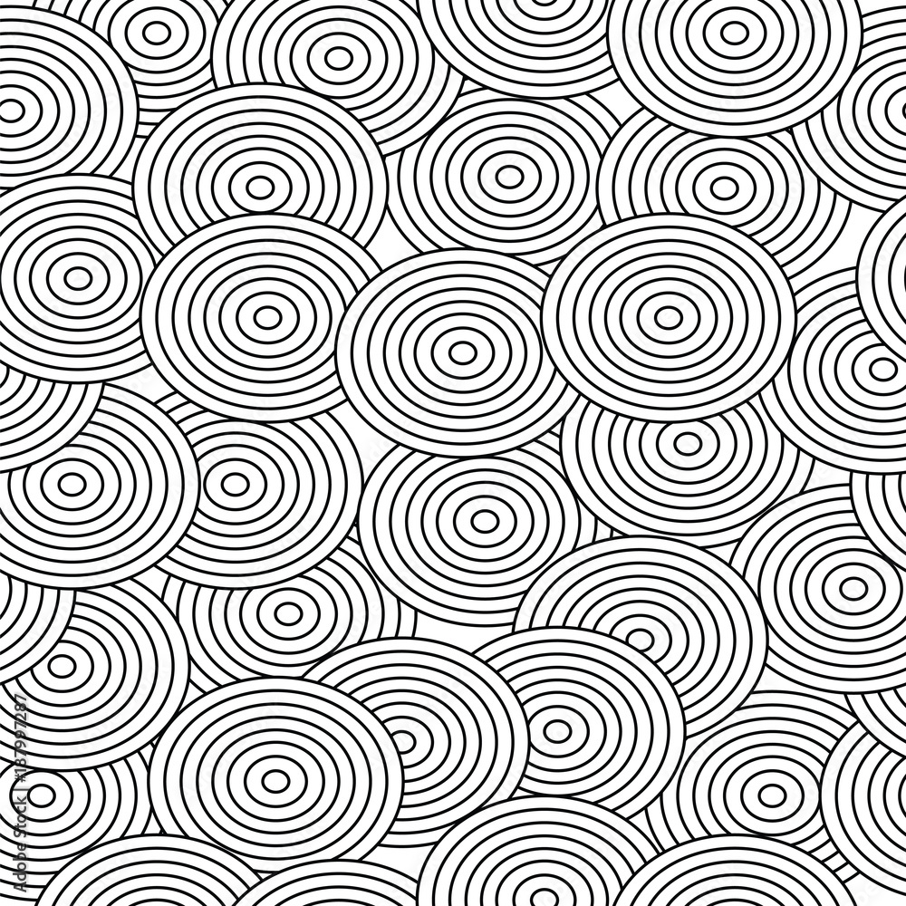 seamless pattern with abstract circles black and white