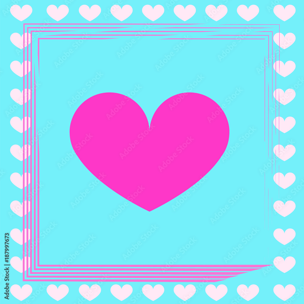 Valentines day card with pink hearts - love card vector