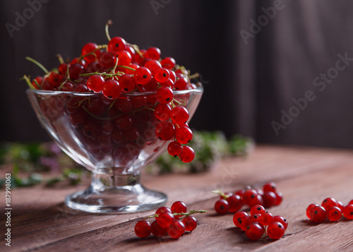 red currant in a transparent vase