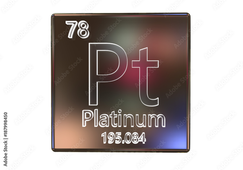Platinum chemical element isolated on white background, 3D illustration