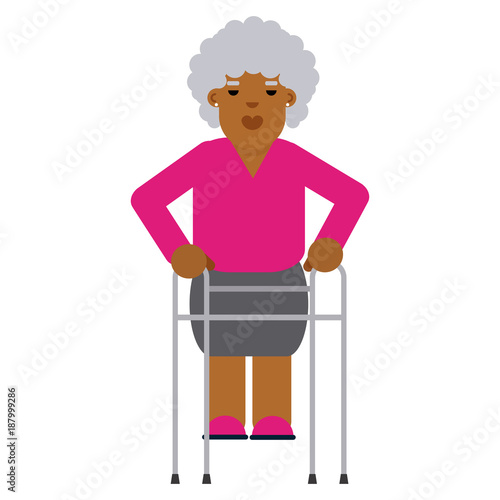 African old woman with Walker