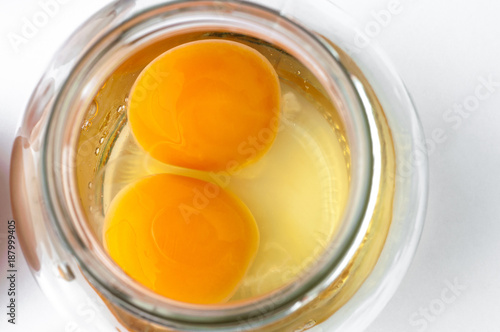 egg yolks in a glass bowl