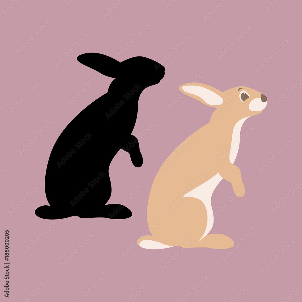 rabbit vector illustration flat style profile side rabbit vector illustration flat style profile side
