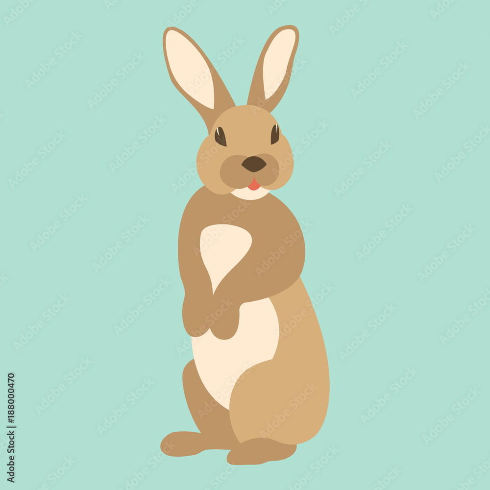 Obraz premium hare rabbit vector illustration flat style front side