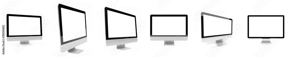 Modern digital silver computer collection 3D rendering Modern digital silver computer collection 3D rendering