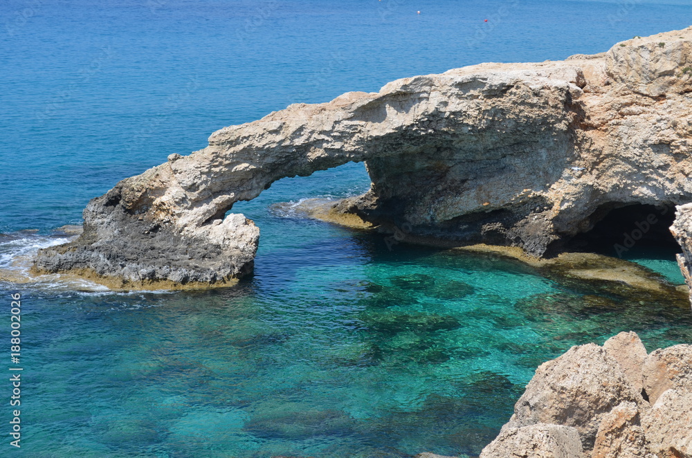 Blue Mediterranean Sea Love Bridge Cyprus 