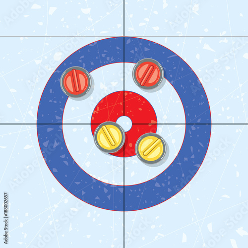 vector red and yellow curling stones