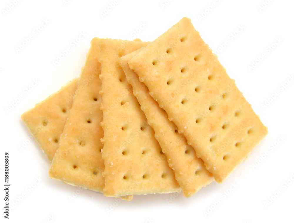Crackers isolated on white, clipping path included