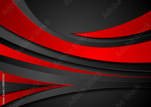 Red and black abstract wavy corporate background