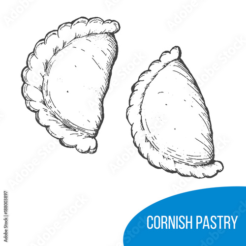 Fototapete Cornish pasty sketch vector illustration