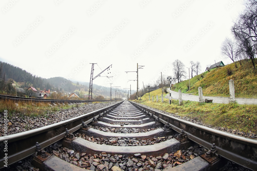 View of railway in countryside View of railway in countryside