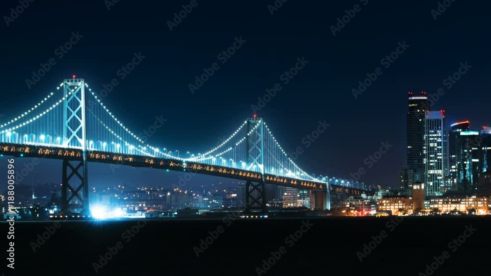 San Francisco Bay Bridge Night Skyline San Francisco Bay Bridge Night Skyline