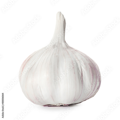 Fresh garlic head on white background