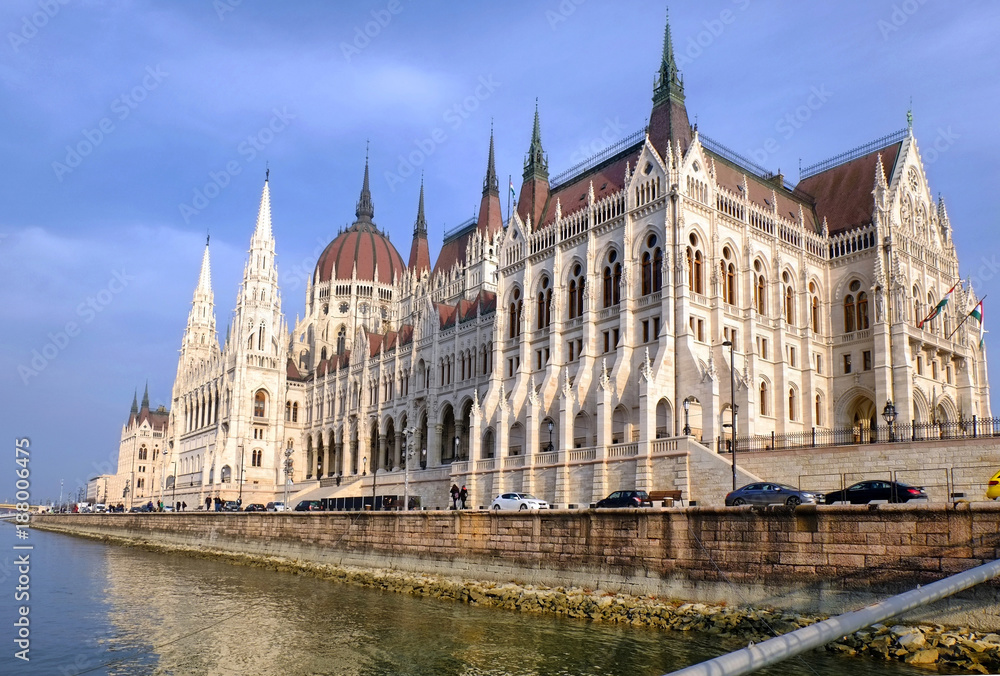 The view of the building of Hungarian Parliament