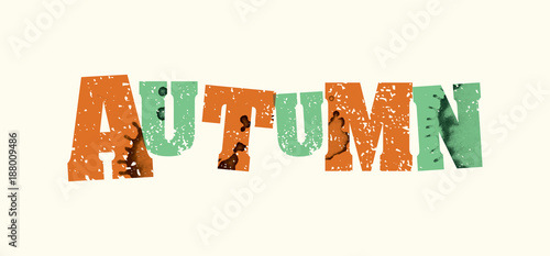 Autumn Concept Stamped Word Art Illustration