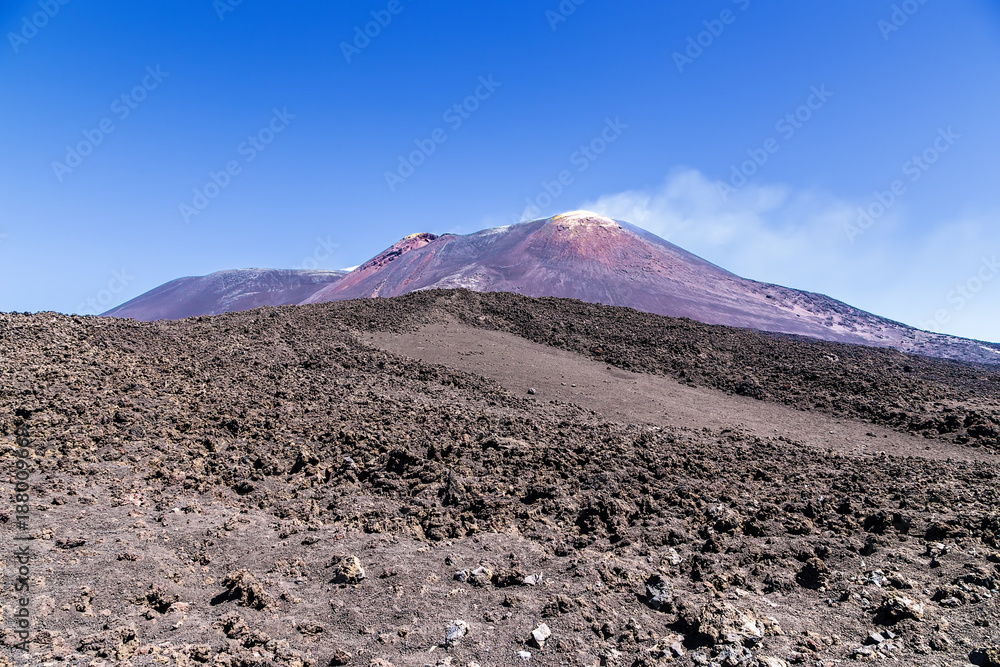 The volcano of Etna, Sicily, Italy. View of the main double top