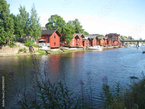 Porvoo, Finland, old cottages, red, summer