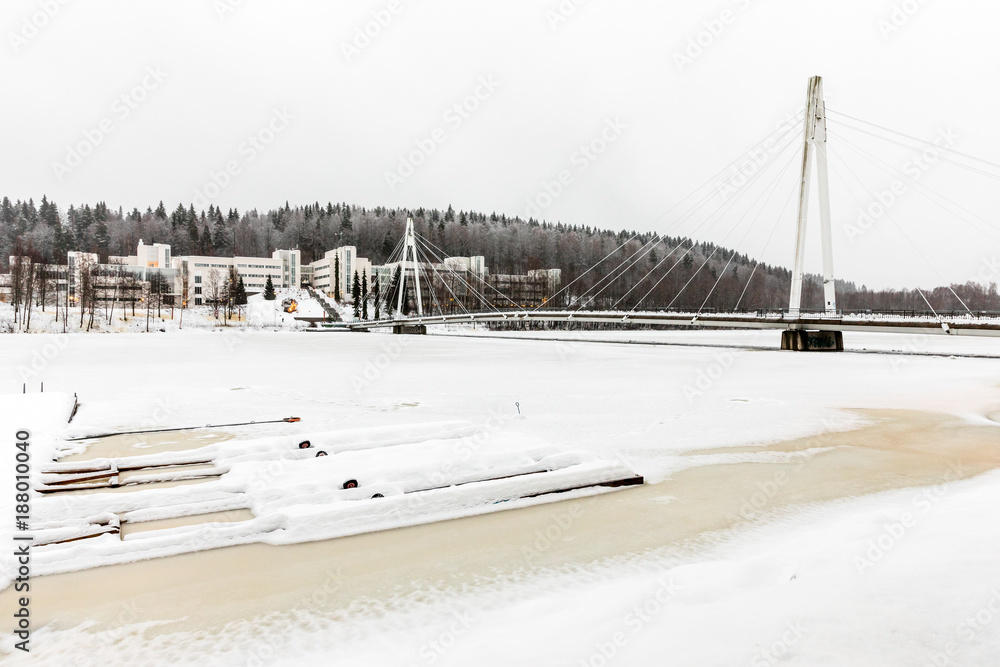 Ταπετσαρία embankment in Jyvaskyla in Finland in winter