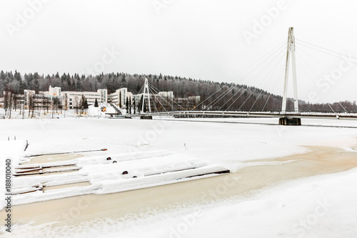 Vászonkép embankment in Jyvaskyla in Finland in winter