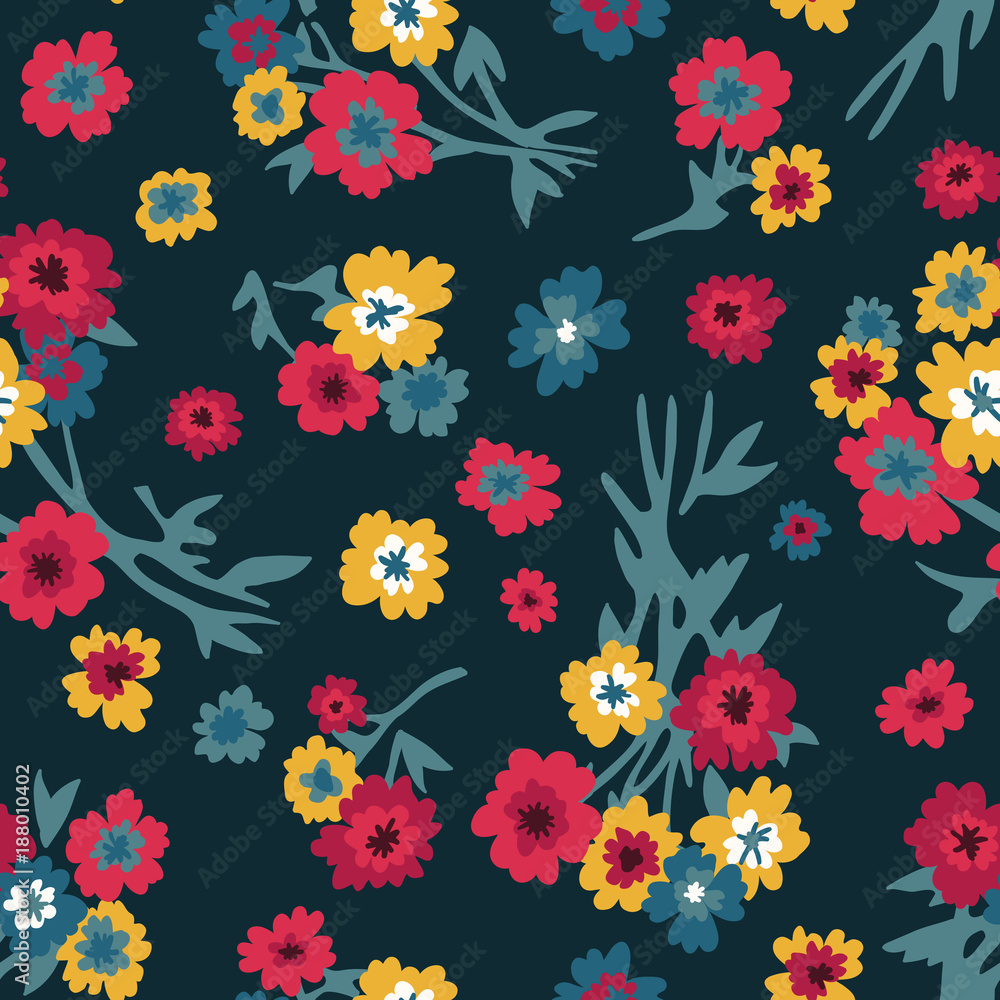 Seamless floral pattern with bouquets