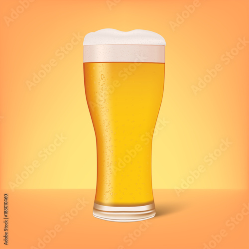 Realistic glass of beer with shadow. Vector illustration