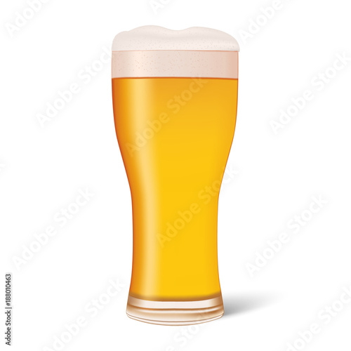 Realistic glass of beer with shadow. Vector illustration