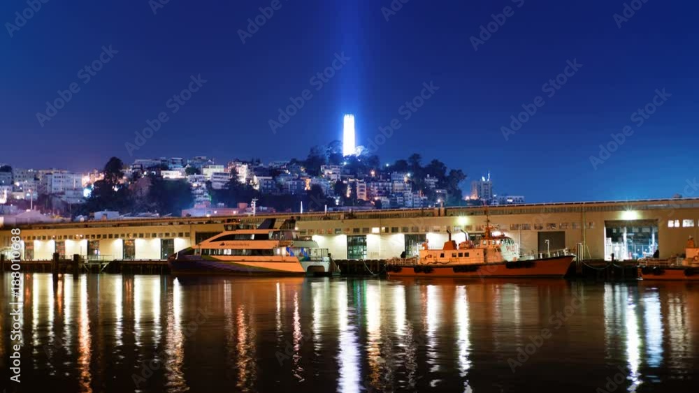 San Francisco Skyline Coit Tower Reflected on Ocean San Francisco Skyline Coit Tower Reflected on Ocean