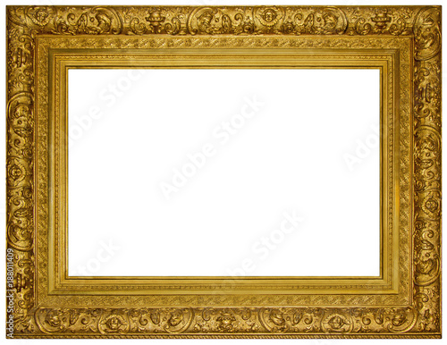 Vintage gilded wooden Frame Isolated with Clipping Path