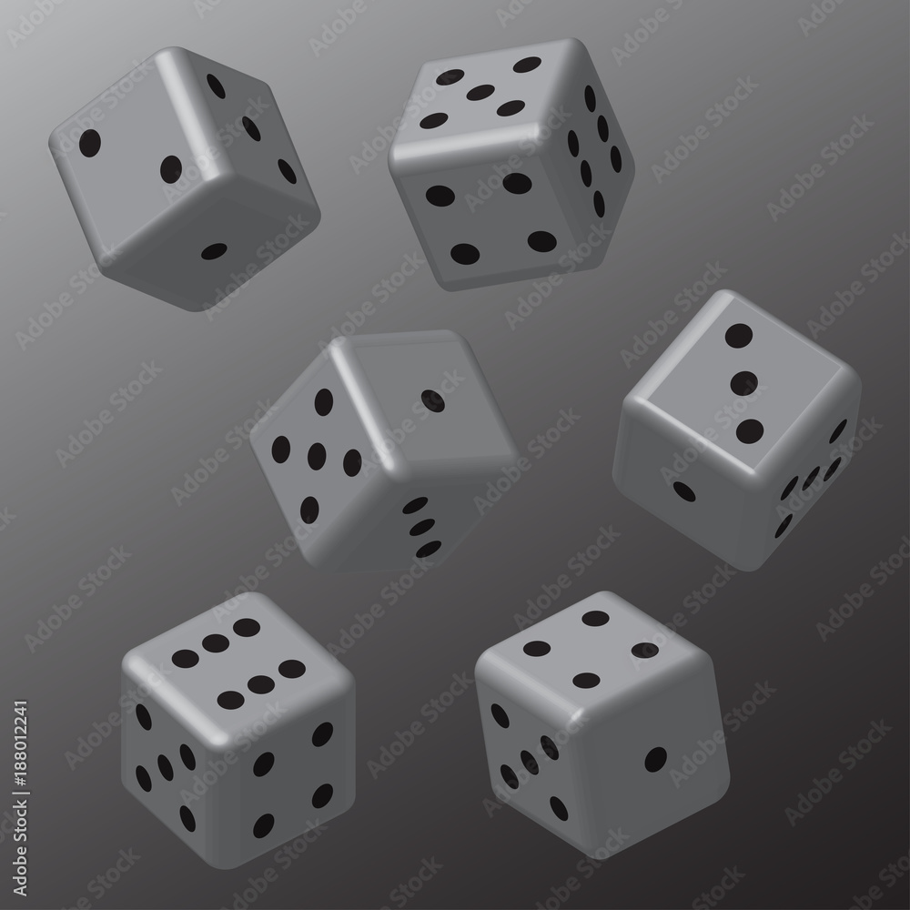 Grey Dice with Black Points Grey Dice with Black Points