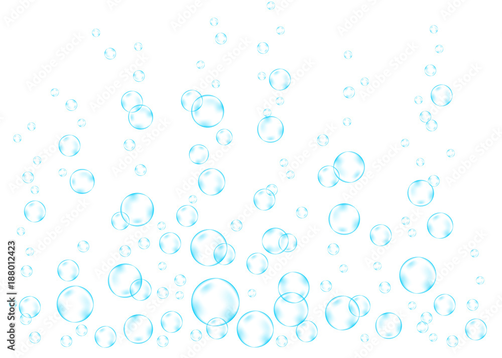 Blue underwater  air bubbles vector texture.
