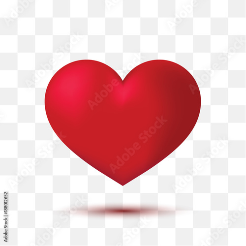 Soft red heart with transparent background. Vector illustration photo