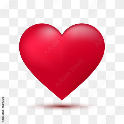 Fotografie, Tablou Soft red heart with transparent background. Vector illustration
