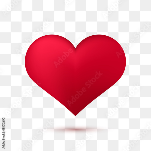 Soft red heart with transparent background. Vector illustration