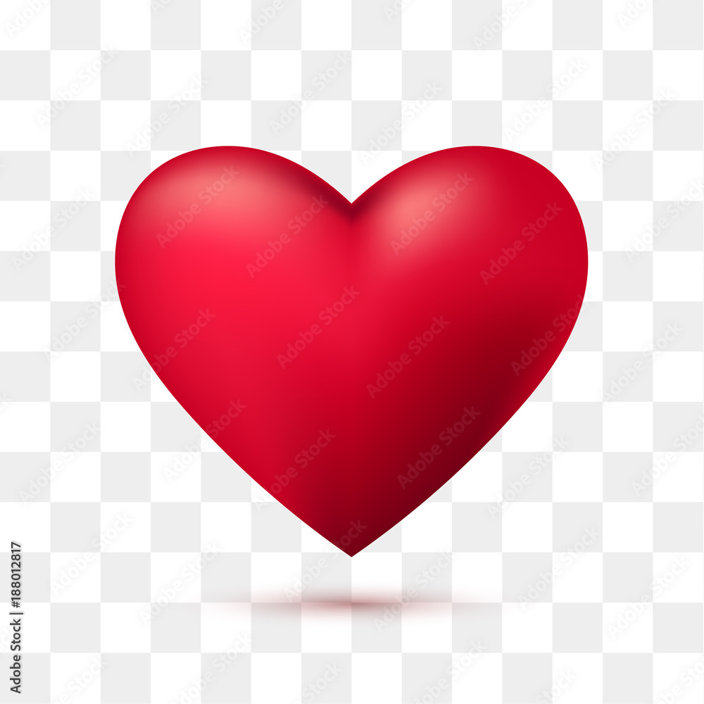 Soft red heart with transparent background. Vector illustration