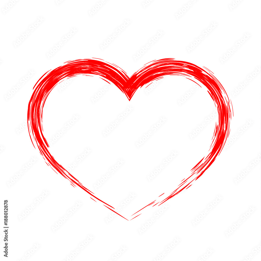 Brush drawing calligraphy heart, isolated on white