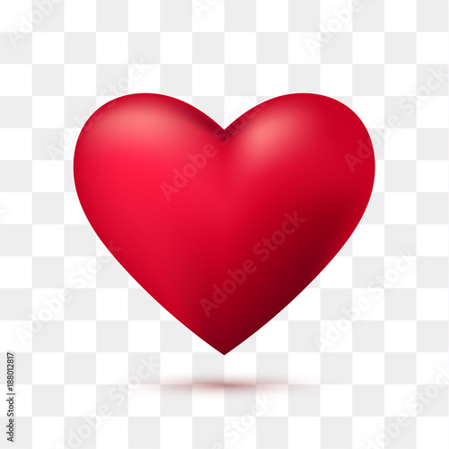 Obraz na płótnie Soft red heart with transparent background. Vector illustration w salonie
