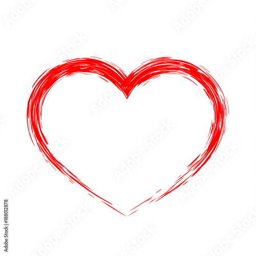 Obraz na płótnie Brush drawing calligraphy heart, isolated on white w salonie