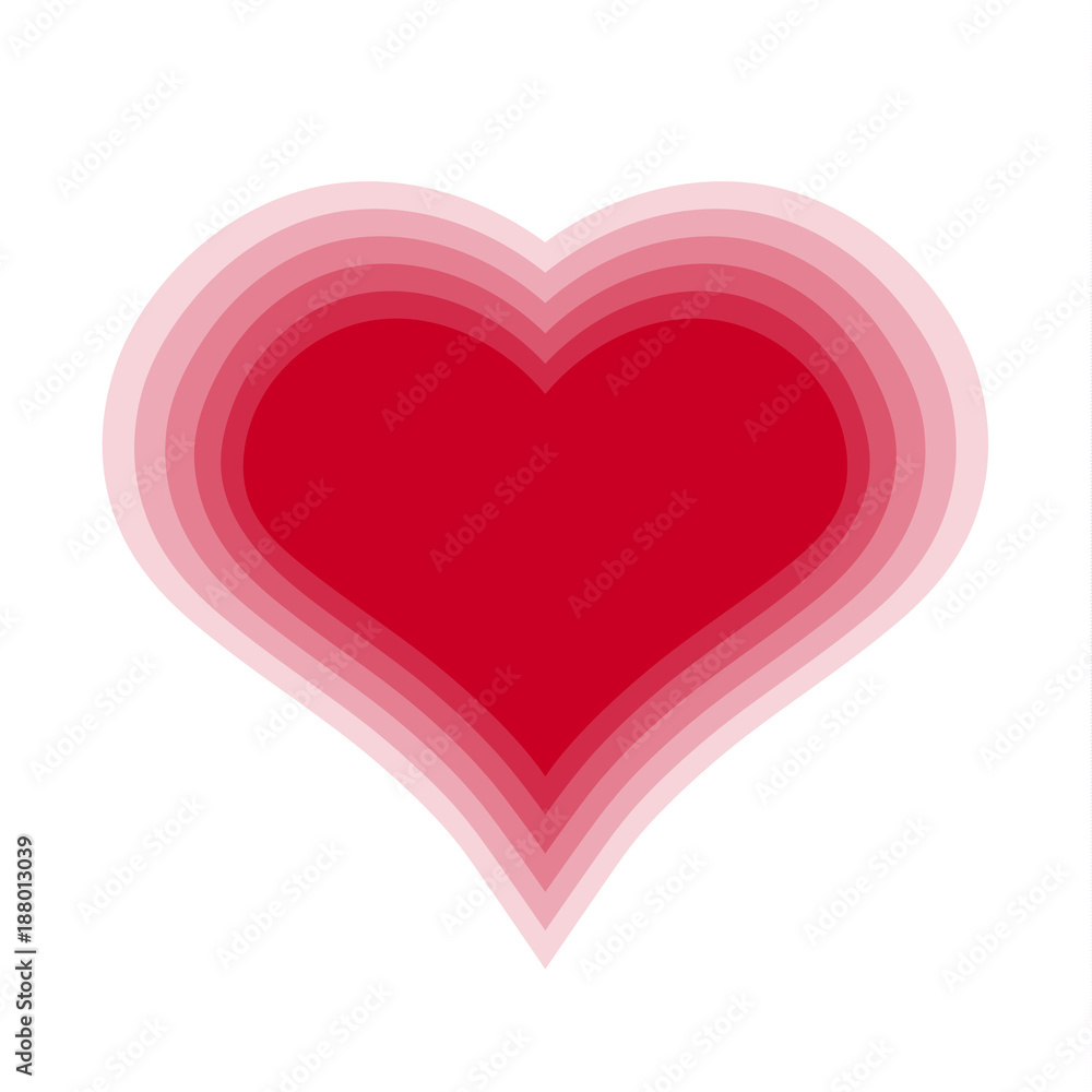 Red blend heart with transparent background. Vector illustration