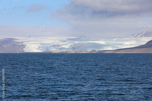 Shade form couds on glacier  Svalbard  Spitsbergen