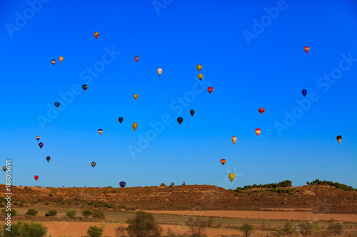 Hot air balloons in the blue sky