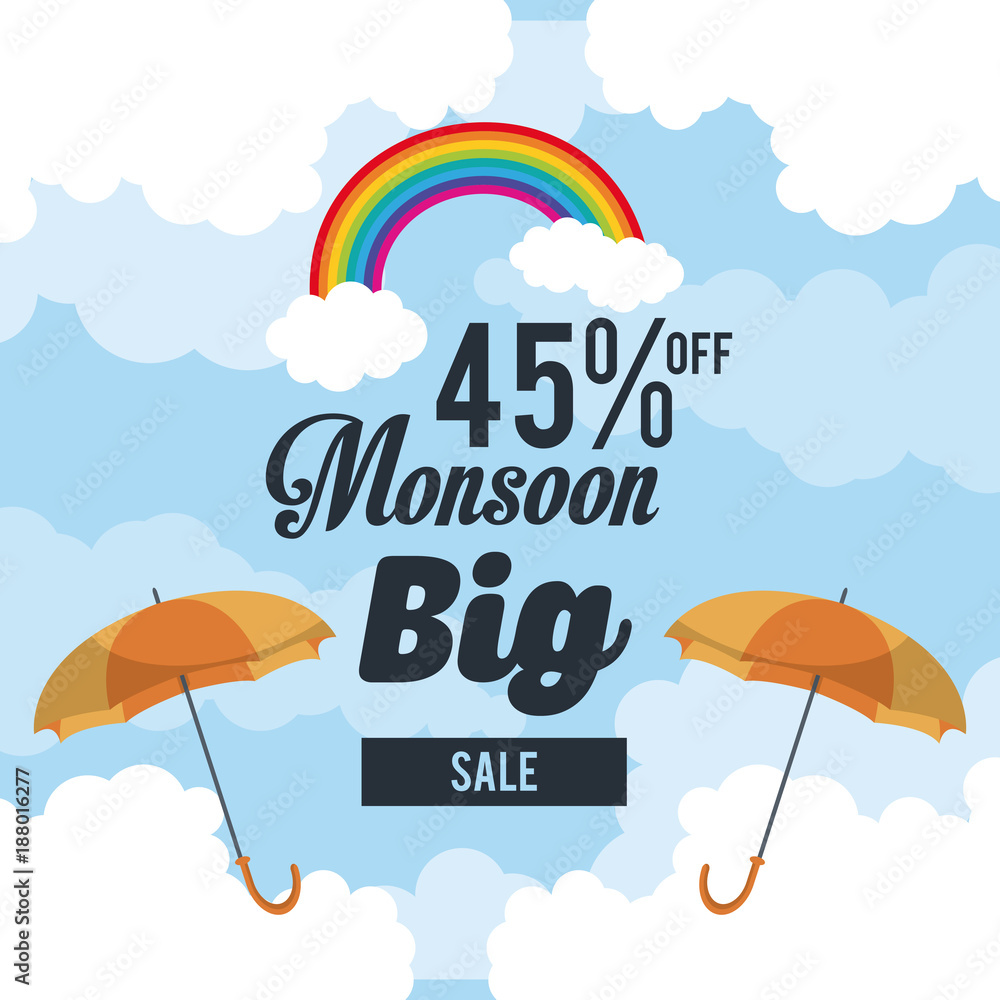Monsoon big sales and discounts icon vector illustration graphic design Monsoon big sales and discounts icon vector illustration graphic design