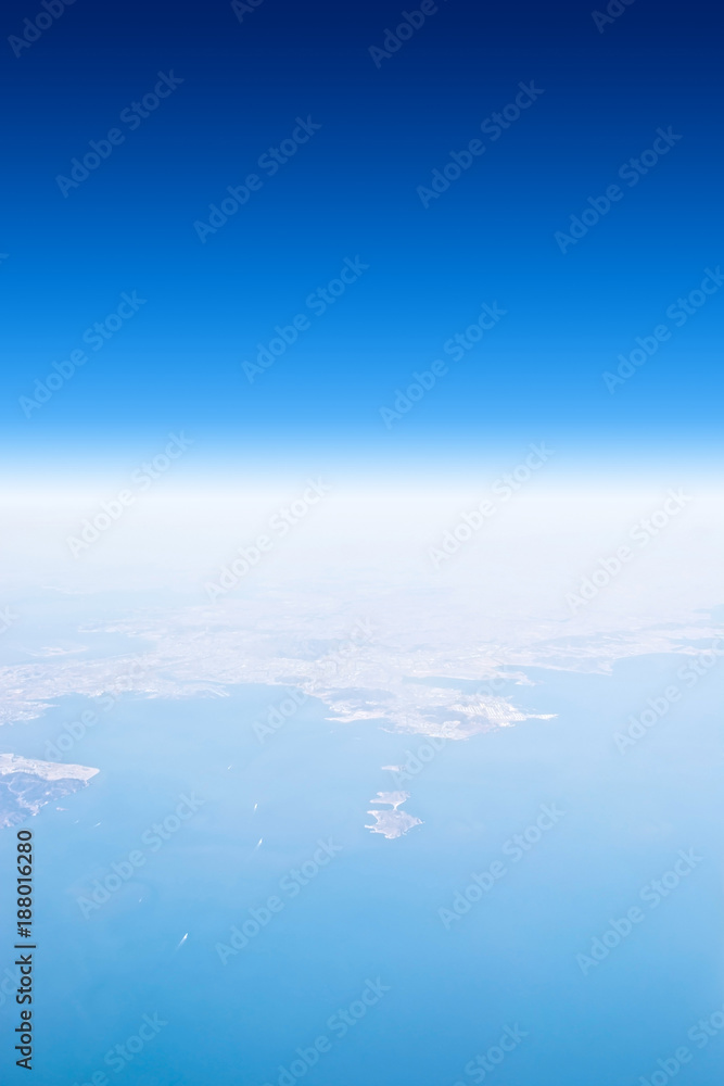 Aerial view of earth, taken in 10,800 meters above the ground of China. 